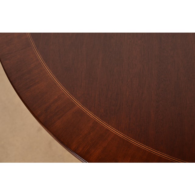 Baker Furniture Georgian Banded Mahogany Pedestal Dining Table, Newly Refinished For Sale In South Bend - Image 6 of 10
