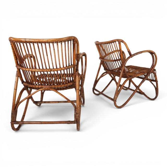 Vintage French Rattan Bamboo Lounge Chairs, 1960, Set of 2 For Sale - Image 4 of 18