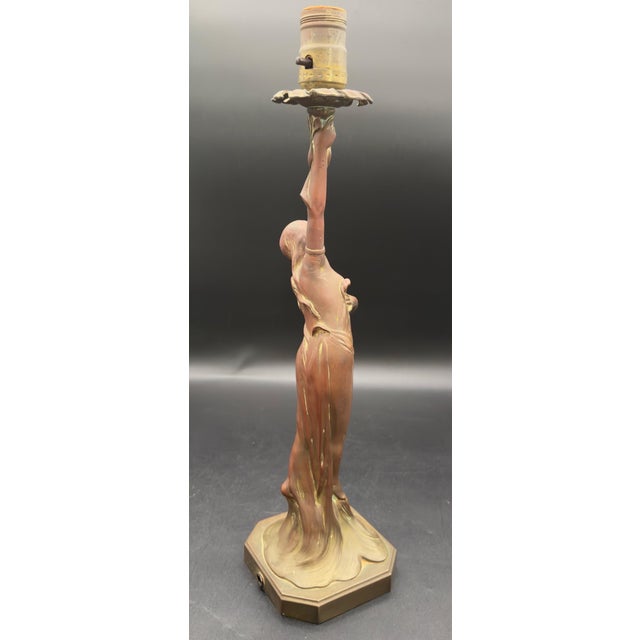 Antique Signed Ludwig Beck ( L. Beck ) Bronze Art Nouveau Table Lamp For Sale - Image 4 of 13