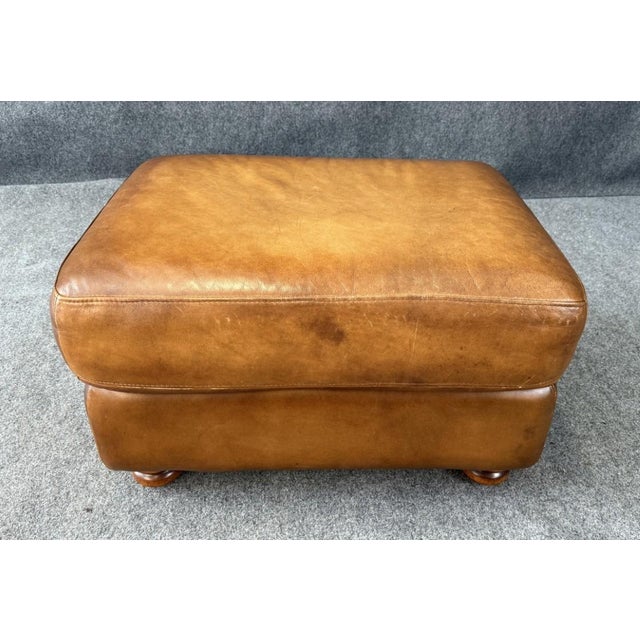 Brown Leather Club Chair and Ottoman For Sale - Image 12 of 18