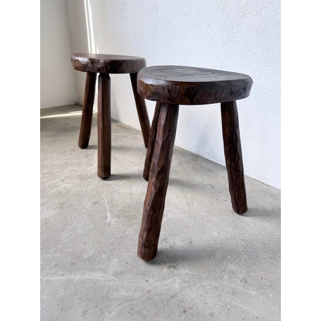 Oak Tripod Stools, 1950s, Set of 2 For Sale - Image 14 of 18