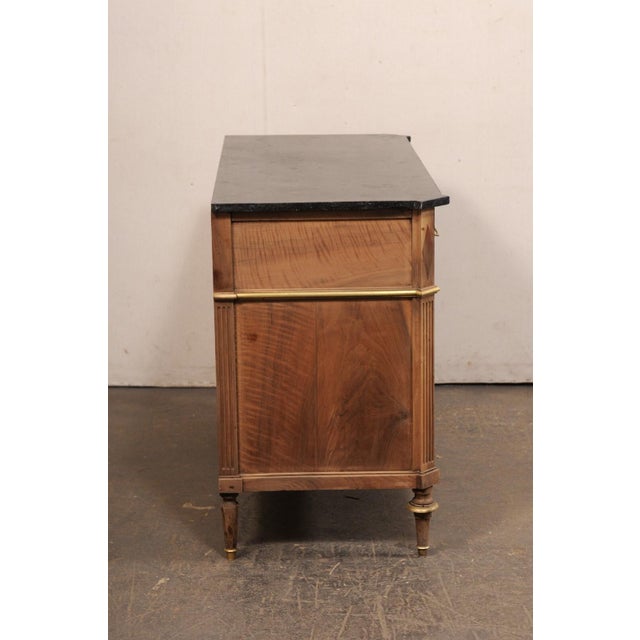 19th Century Louis XVI Commode With Original Marble & Brass Trim For Sale - Image 10 of 12