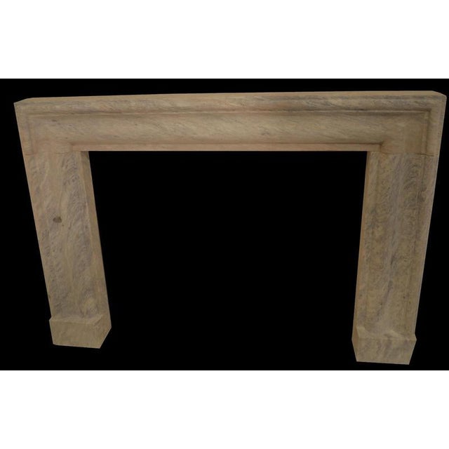 Contemporary 20th Century Minimalist Limestone Fireplace Surround in Honed Finish For Sale - Image 3 of 4