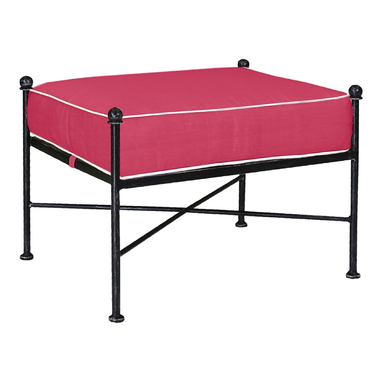 Sunset West Outdoor Provence Ottoman in Hot Pink with White welt | Chairish