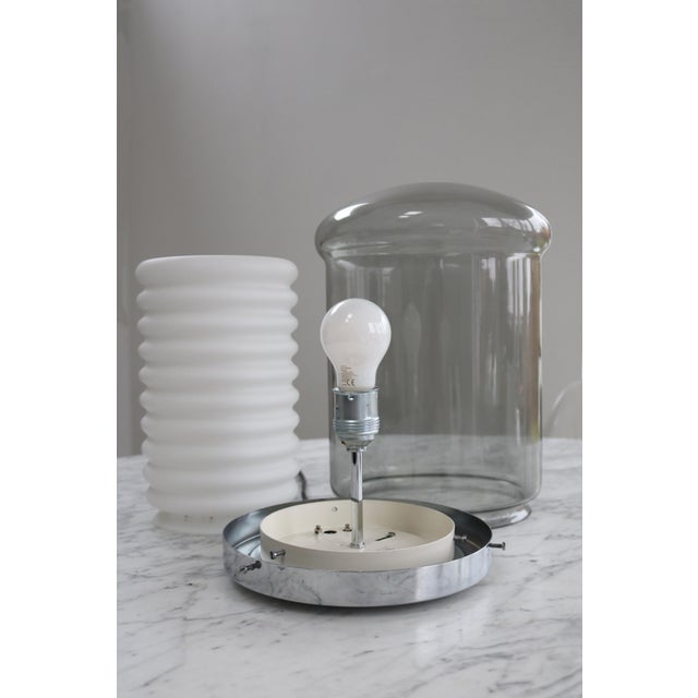 Large Space Age Table Lamp in Smoked and White Glass from Staff Leuchten, 1970s For Sale - Image 6 of 9