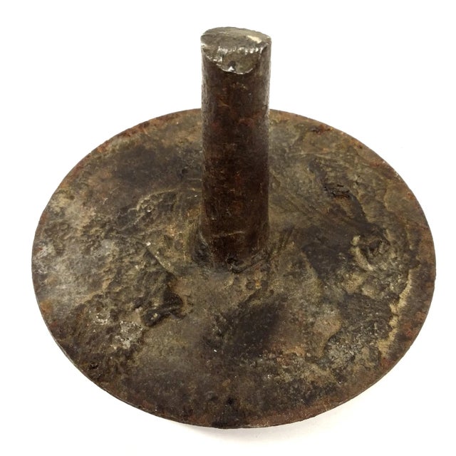 WWI Solid Iron Nail Head Art Ring Holder For Sale - Image 4 of 9