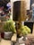 Mid 20th Century Mid 20th Century Mid-Century Modern Brutalist Style Gold-Tone Table Lamp With Drum Shade For Sale - Image 5 of 8