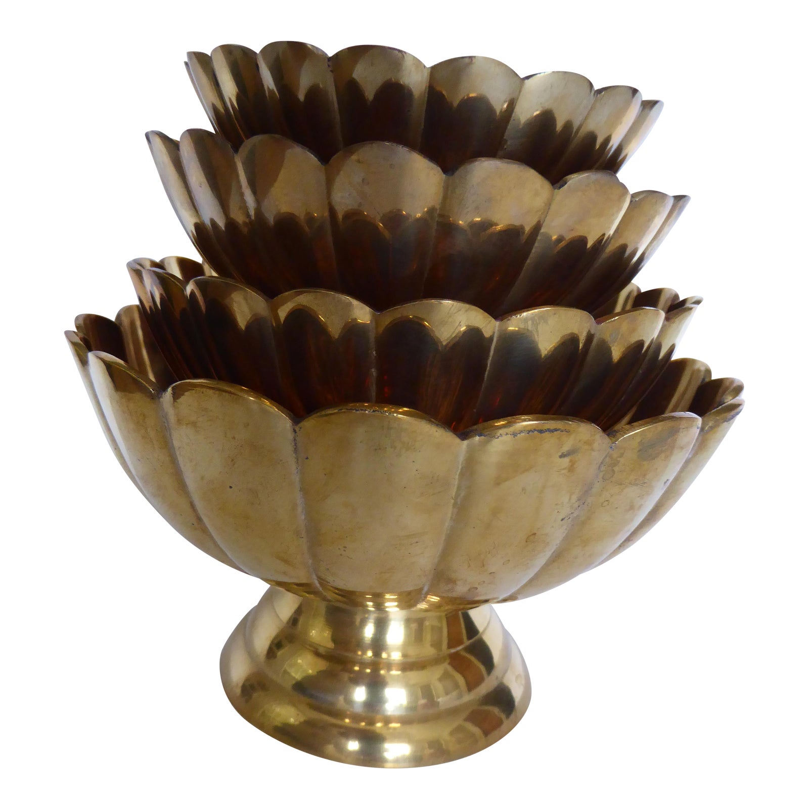 Vintage Solid Brass Pedestal Nesting Bowls Set of 4 Chairish