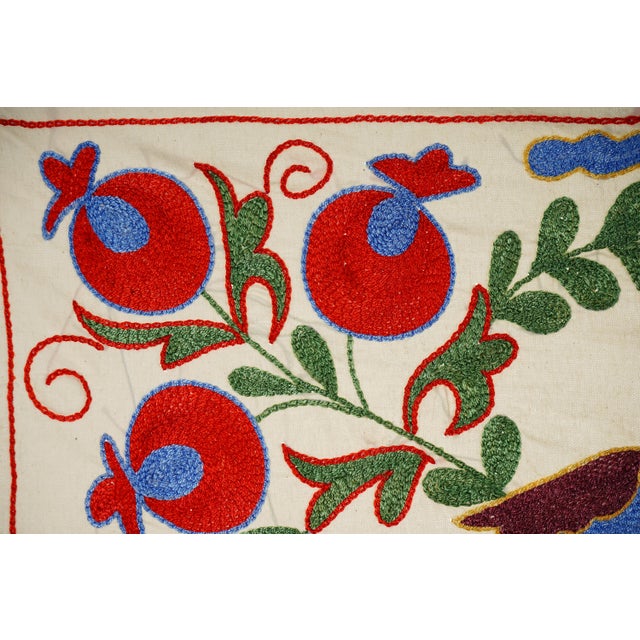 Textile Decorative Suzani Embroidered Cotton Cloth For Sale - Image 7 of 10