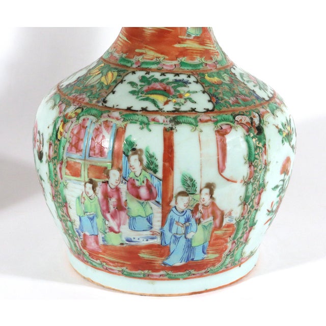 Chinese Export Porcelain Bottle-Form Rose Medallion Vases For Sale In Philadelphia - Image 6 of 18