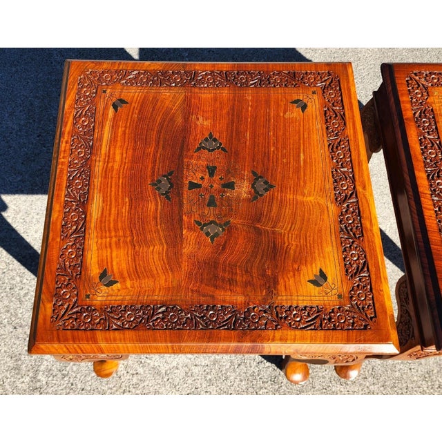 Anglo Indian Walnut Side Tables Pair For Sale - Image 4 of 11