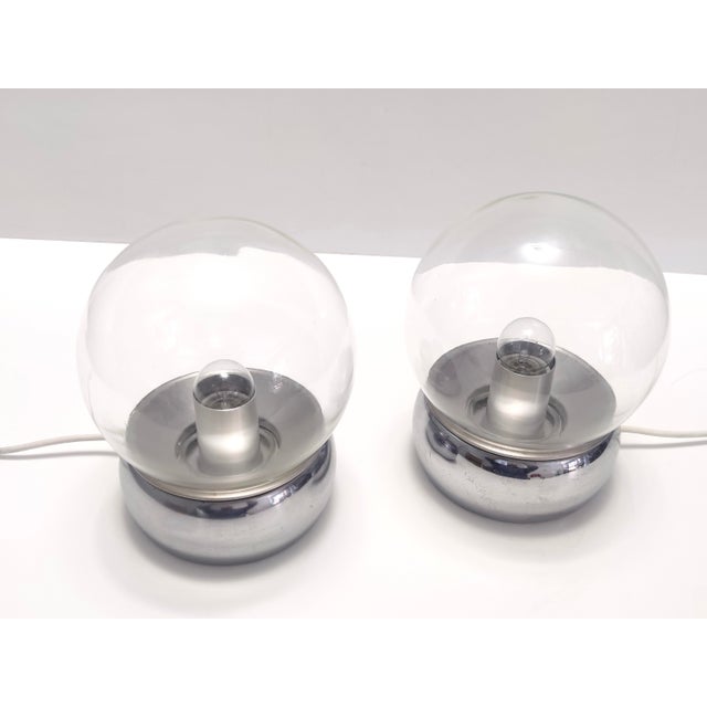 Vieste Table Lamps in Glass and Metal attributed to G.P.A Monti for Candle, 1970s, Set of 2 For Sale - Image 6 of 12