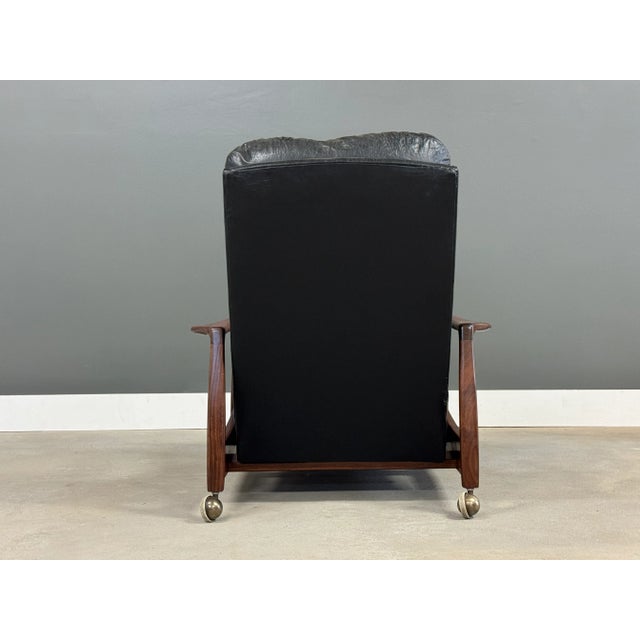 1950s 1950s Milo Baughman Walnut Black Recliner Lounge Chair For Sale - Image 5 of 10