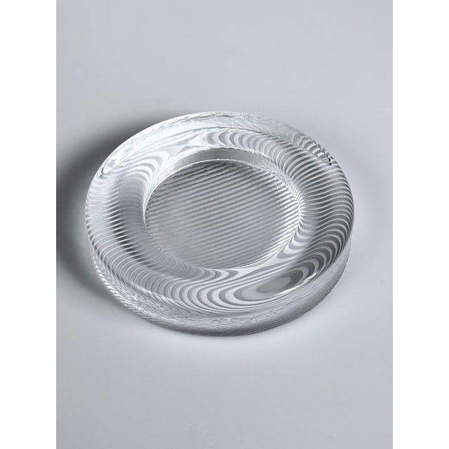 Signed bowl by Carlo Moretti from Murano, Italy. This heavy bowl, made of solid, transparent Murano glass, weighs 1.3 kg....