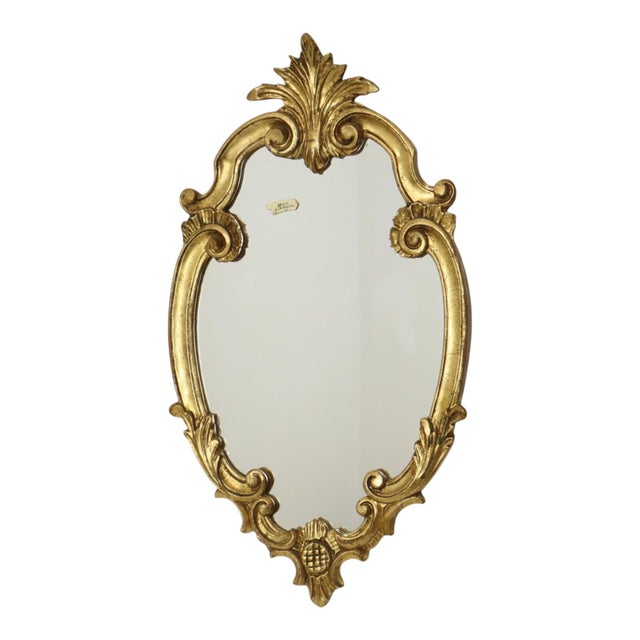 French Baroque Gold-Leaf Gilded Mirror with Crest, 1960s For Sale - Image 18 of 18