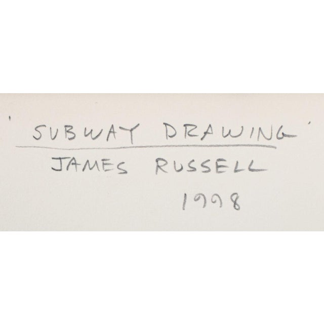 Gray James Russell "Subway Drawing" Graphite on Paper For Sale - Image 8 of 8