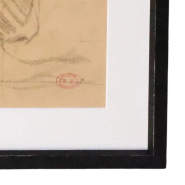 French 20th Century French Charcoal Best Friend Drawing For Sale - Image 3 of 4