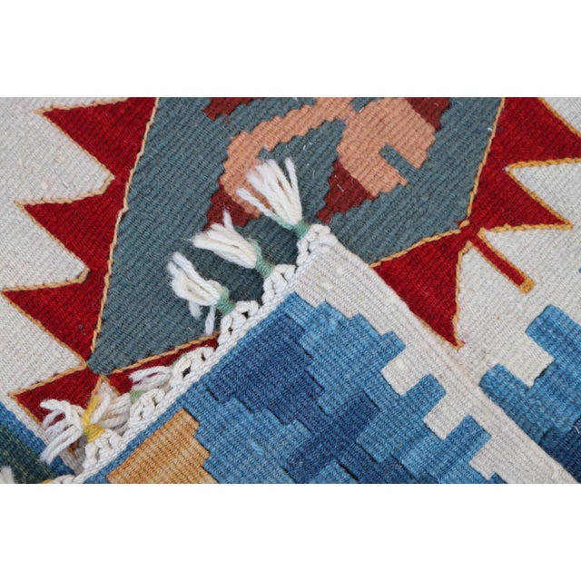 Textile 1980s Geometric Hand Knotted Wool Small Kilim Rug For Sale - Image 7 of 7