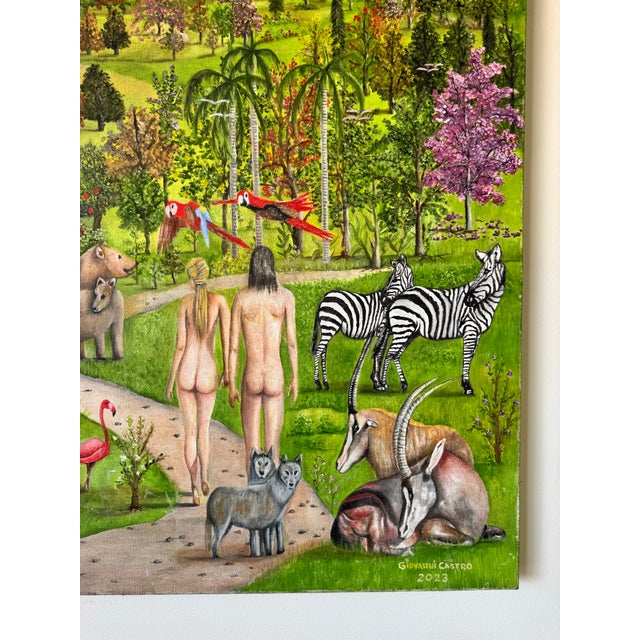 Giovanni Castro Impressionist Tropical - Wildlife Landscape Oil on Canvas Painting For Sale In Miami - Image 6 of 10