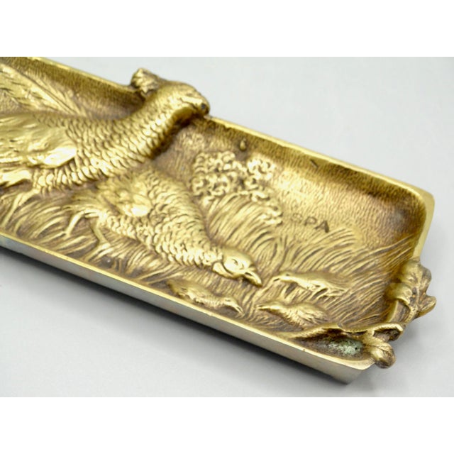 Antique Gilt Bronze Pen Tray With Pheasant Game Birds For Sale - Image 6 of 9
