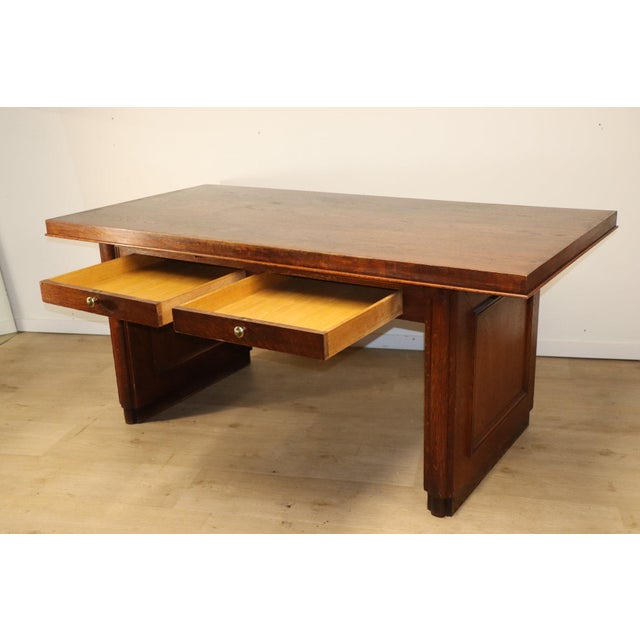 Modern Art Deco Oak Desk, 1940 For Sale - Image 12 of 18