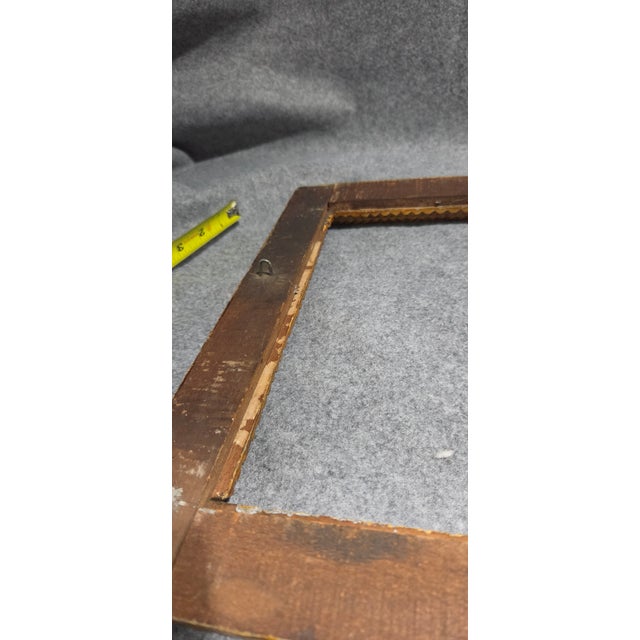 Vintage Folk Art Tramp Art Wood Frame With Geometric Carving For Sale - Image 9 of 18