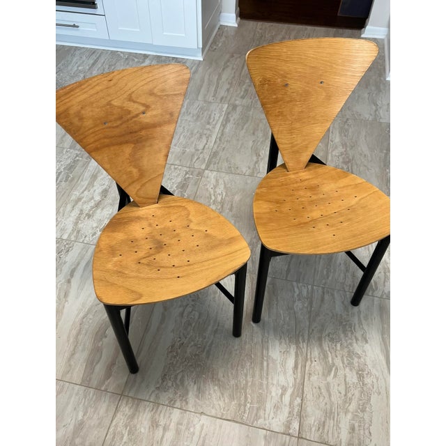 Mid-Century Modern 1970s Mid Century Modern Perforated Triangle Shape Italian Side Chairs - Set of 4 For Sale - Image 3 of 13