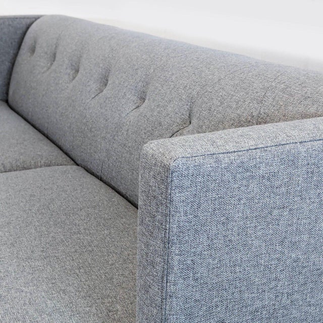 Metal Cb2 Avec Modern Grey 3-Seat Sofa With Button Tufting For Sale - Image 7 of 9