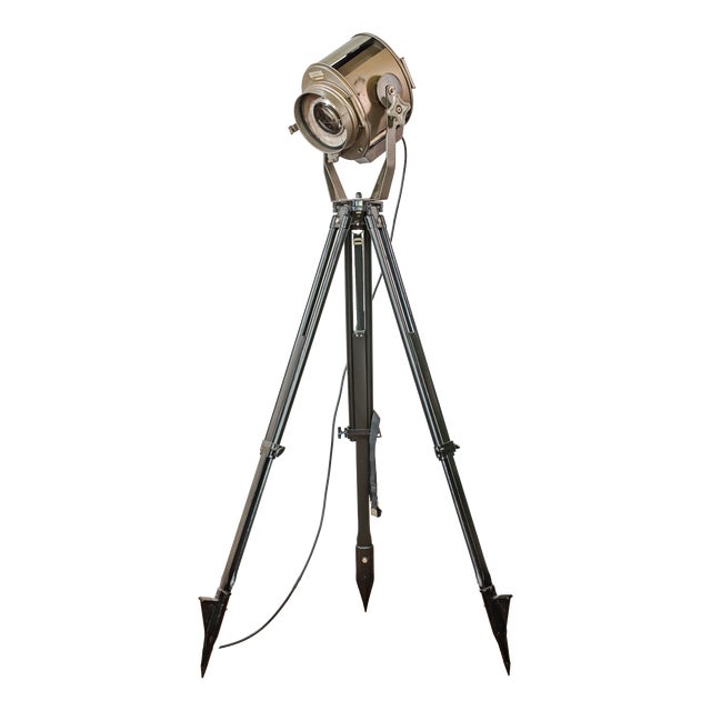 Industrial Tripod Theater Spotlight Floor Lamp from ADB Belgium, 1960s For Sale