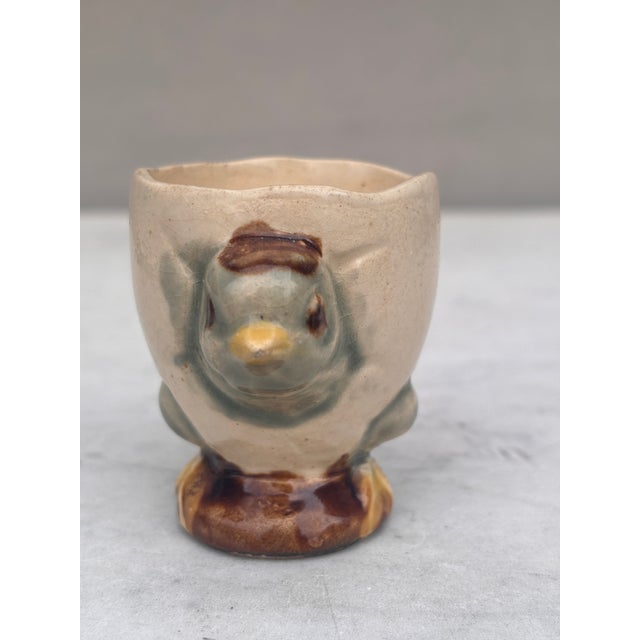 French Majolica Chick Egg Cup Circa 1890.