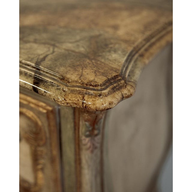 Brown 19th Century French Marble Carved Demilune Bombe Bowed Green Chest For Sale - Image 8 of 10