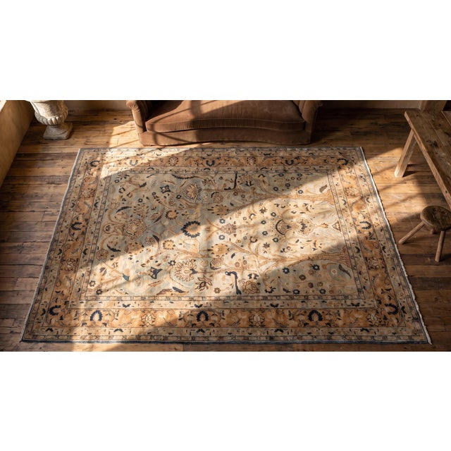 Baby Blue Antique Intricate Tree of Life Design in a Light Blue Background Color Persian Khorassan Rug For Sale - Image 8 of 10