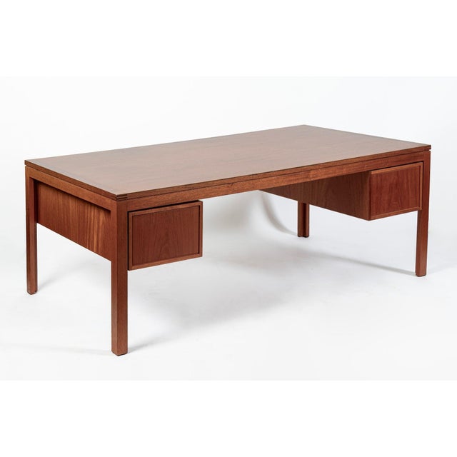 Large Mid Century Danish Modern Mahogany Wood Executive Desk, 2 Matching Avail For Sale - Image 17 of 17