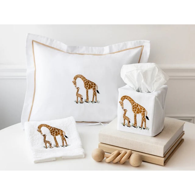 Our 100% Cotton Terry Guest Towels are durable, soft to the skin and super absorbent. The Giraffe & Baby guest towel is...