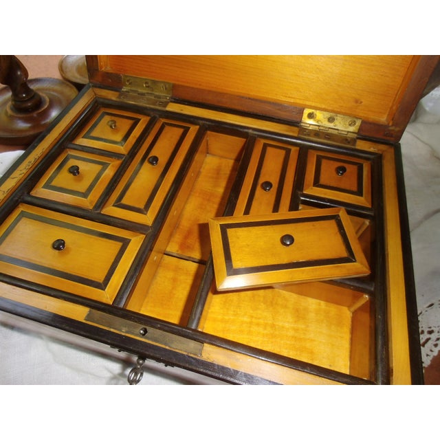 Vintage Biedermeier Sewing Box For Sale - Image 6 of 14