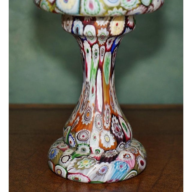 Exquisite Antique Murano Millefiori Italian Glass Mushroom Table Lamps, 1950s, Set of 2 For Sale - Image 16 of 18