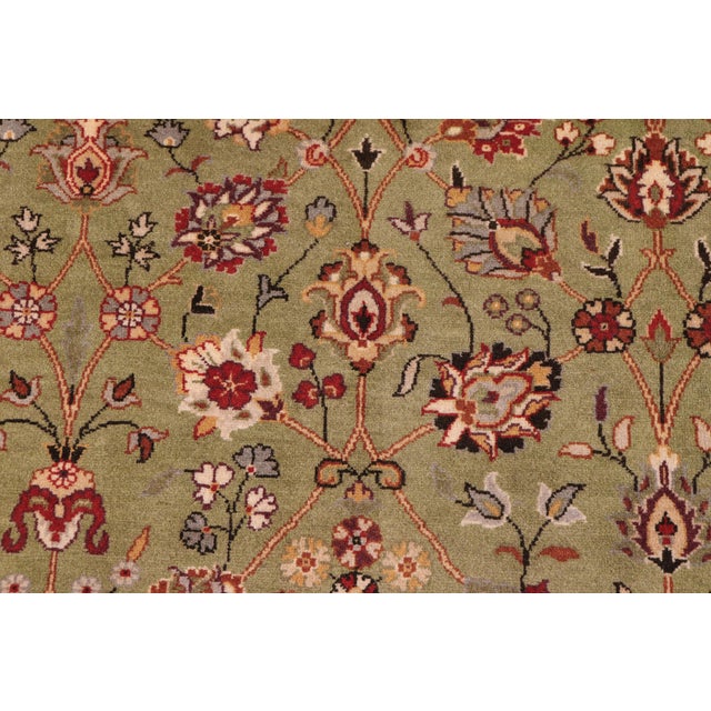 Elegant Floral 1990's Pak-Persian Green/Aubergine Wool Rug - 9'1'' X 11'4'' For Sale In New York - Image 6 of 9