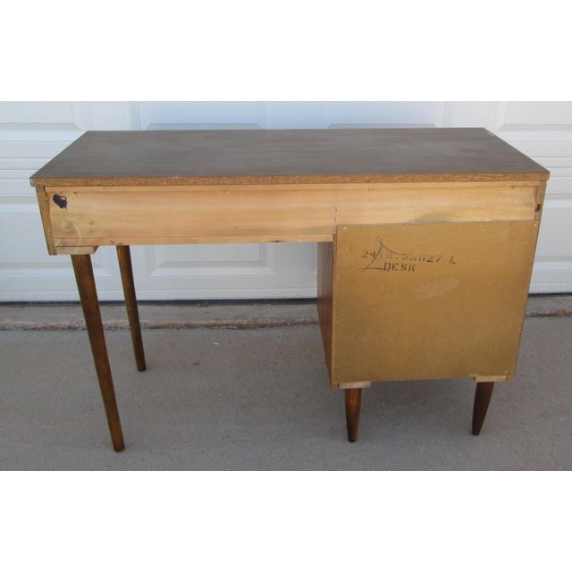 Vintage Mid Century Modern Writing Desk Walnut 4 Drawer Johnson Carper Style For Sale - Image 6 of 12