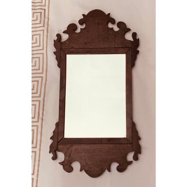 Chippendale Antique American Chippendale Style Butler's Mirror, Carved Wood Frame, Older Glass For Sale - Image 3 of 8