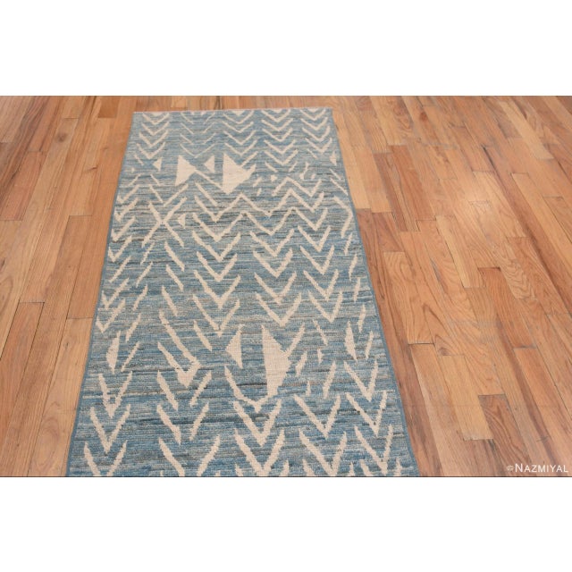 Abstract Nazmiyal Collection Modern Tribal Geometric Hallway Runner Rug For Sale - Image 3 of 7
