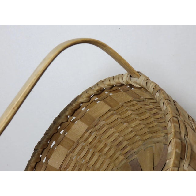 Antique Maine Penobscot Indian Hand Woven Handled Basket For Sale - Image 10 of 13