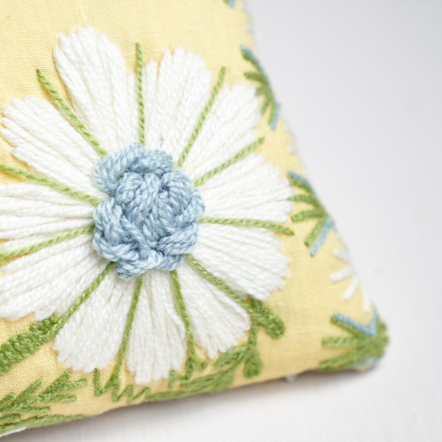 Schumacher Schumacher Marguerite Embroidery Pillow in Buttercup For Sale - Image 4 of 7