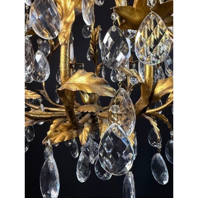 Vintage Italian Gilt Tole Mid-Century Modern Chandlier For Sale - Image 9 of 15