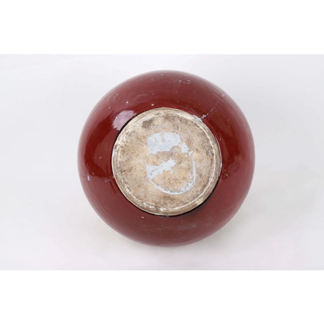 Ceramic A 20th-Century Chinese Red-Glazed Dragon-Patterned Lestial Globe Vase (Restored) For Sale - Image 7 of 8
