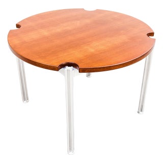 1970s Restored Mid Century Walnut & Steel Dining Table by Risom Design For Sale