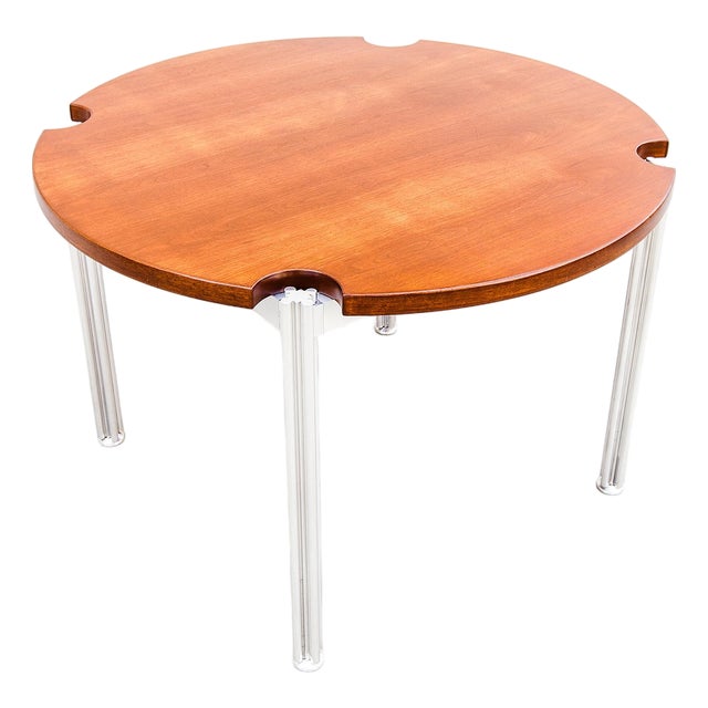 1970s Restored Mid Century Walnut & Steel Dining Table by Risom Design For Sale