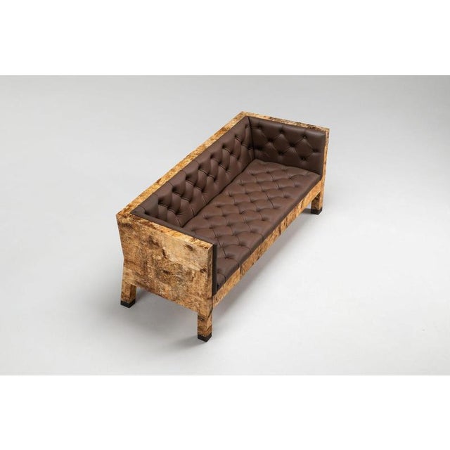 Sculptural Birchwood Sofa in Birch Bark and Leather from Werner Neumann, the Netherlands, 2010 For Sale - Image 4 of 18