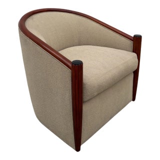 1990s Art Deco Style Swivel Club Chair Attributed to Sally Sirkin Lewis for J Robert Scott - 1 of 2 Available For Sale