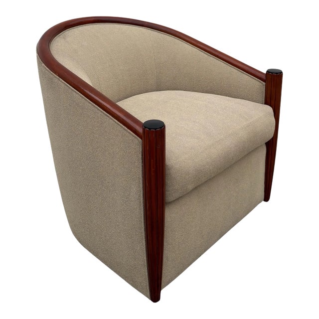 1990s Art Deco Style Swivel Club Chair Attributed to Sally Sirkin Lewis for J Robert Scott - 1 of 2 Available For Sale