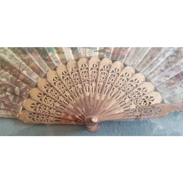 Glass Early 1900s Victorian Hand Fan in Glass Frame For Sale - Image 7 of 11